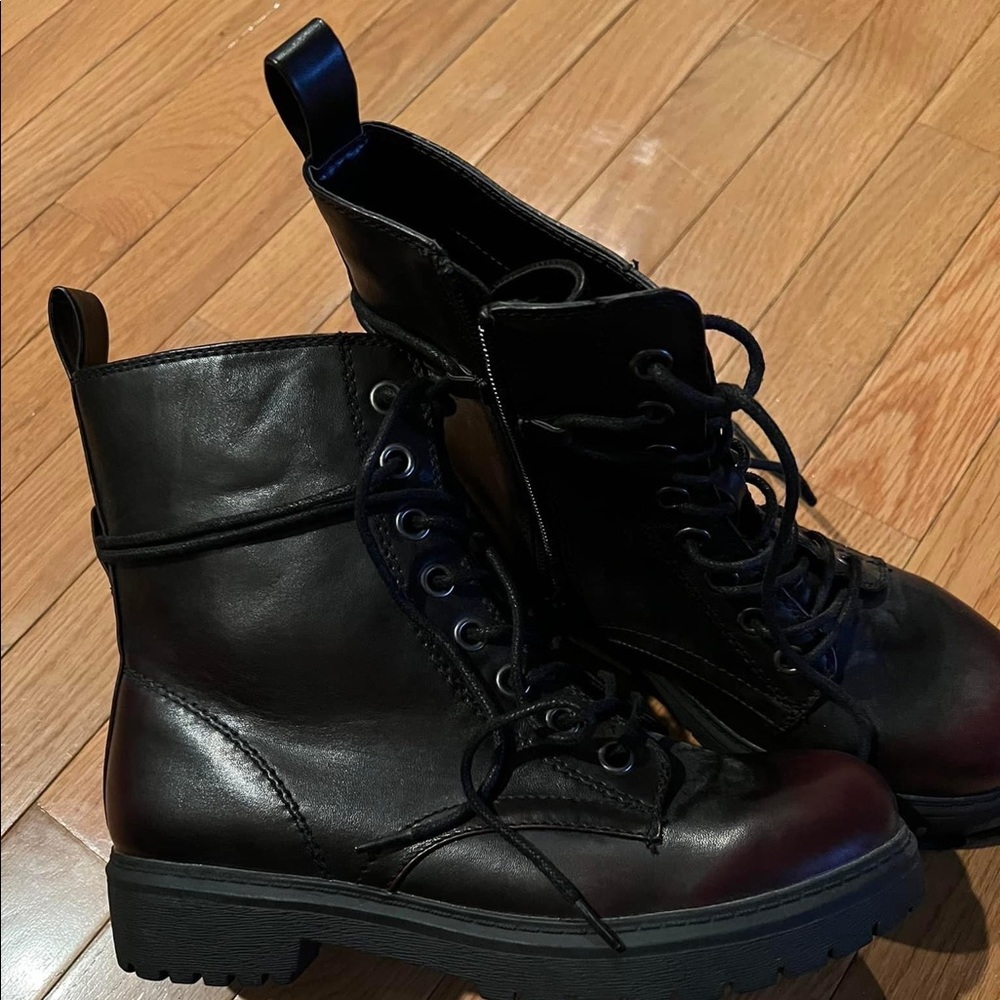 brownish boots with a reddish hue